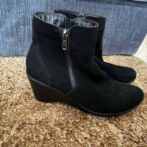 Black Suede-like Ankle Boots